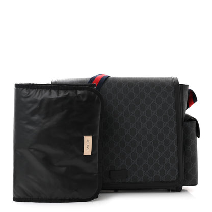 Gucci GG Supreme Monogram Web Messenger Diaper Bag Black Grey 3 of 11