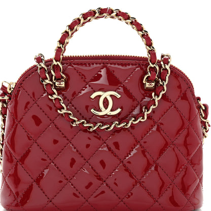Chanel Patent Calfskin Quilted Shiny Coco Clutch With Chain Red 8 of 10