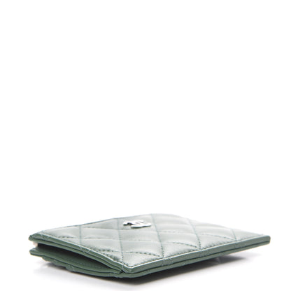 Chanel Lambskin Quilted Zip Card Holder Green 3 of 8