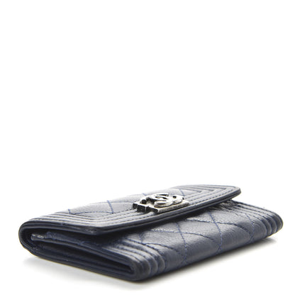 Chanel Calfskin Quilted Boy Flap Card Holder Wallet Blue 4 of 9
