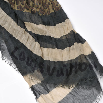 Louis Vuitton Cashmere Silk Leopard V Stole Kaki Vanilla 9 of 9