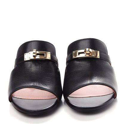 Hermes Goatskin Candy Sandals 36 Black 5 of 11