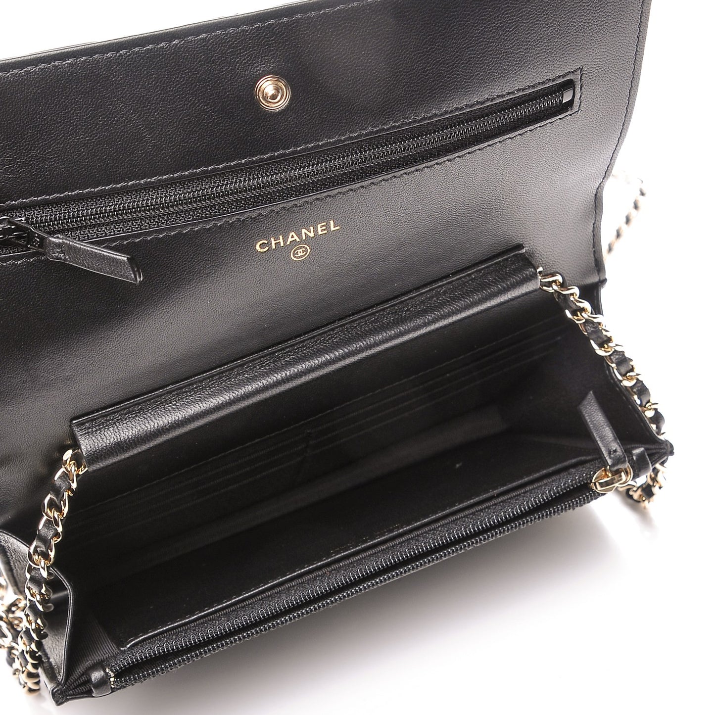 Lambskin Quilted Emoticon Wallet On Chain WOC Black