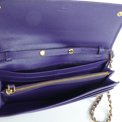 Prada Saffiano Metal Oro Chain Wallet Viola 8 of 9