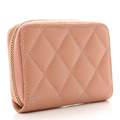 Chanel Caviar Quilted Perforated CC Zip Coin Purse Pink 3 of 8