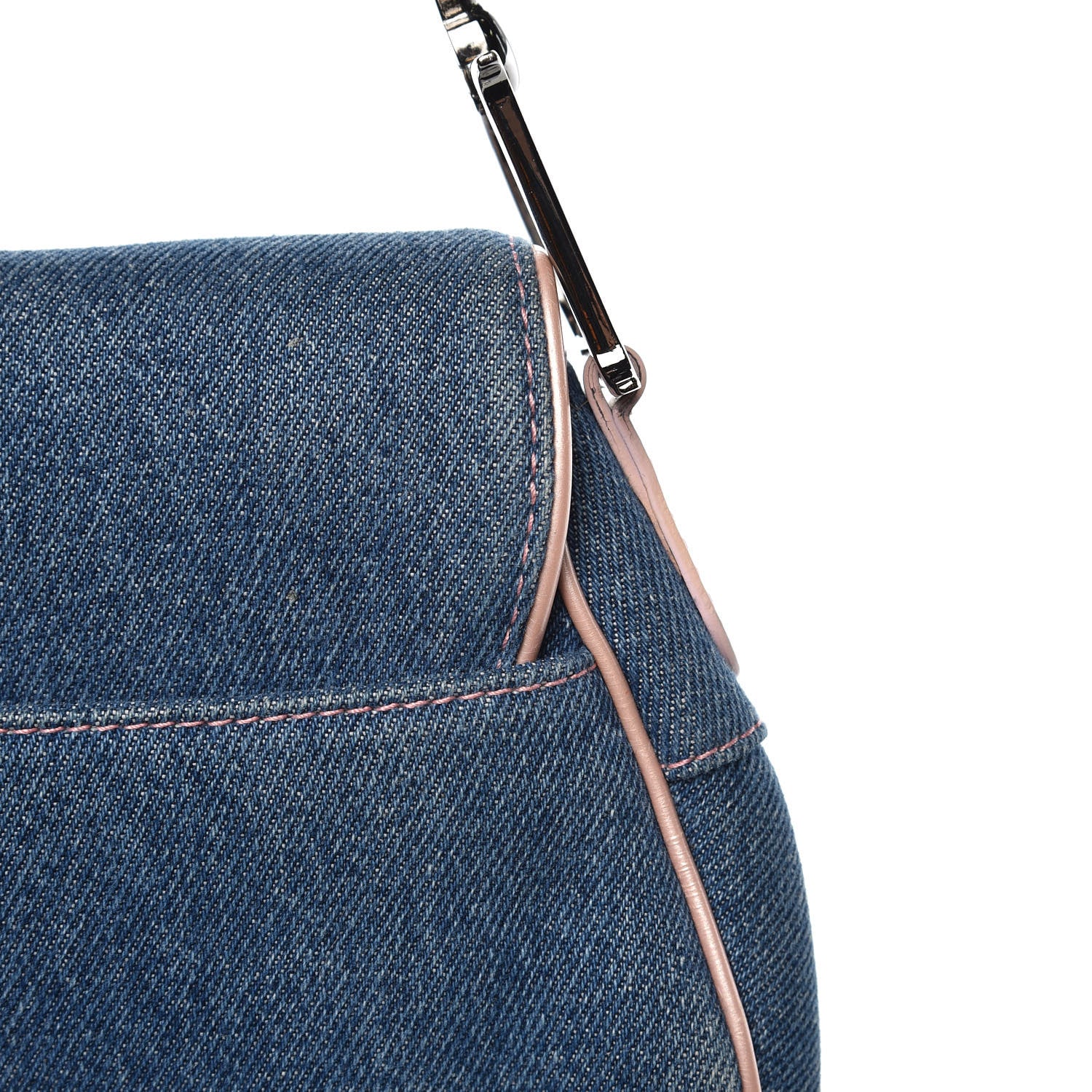 Christian Dior Patent Denim Jeans Saddle Bag Blue Pink 10 of 10