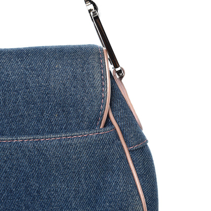Christian Dior Patent Denim Jeans Saddle Bag Blue Pink 10 of 10