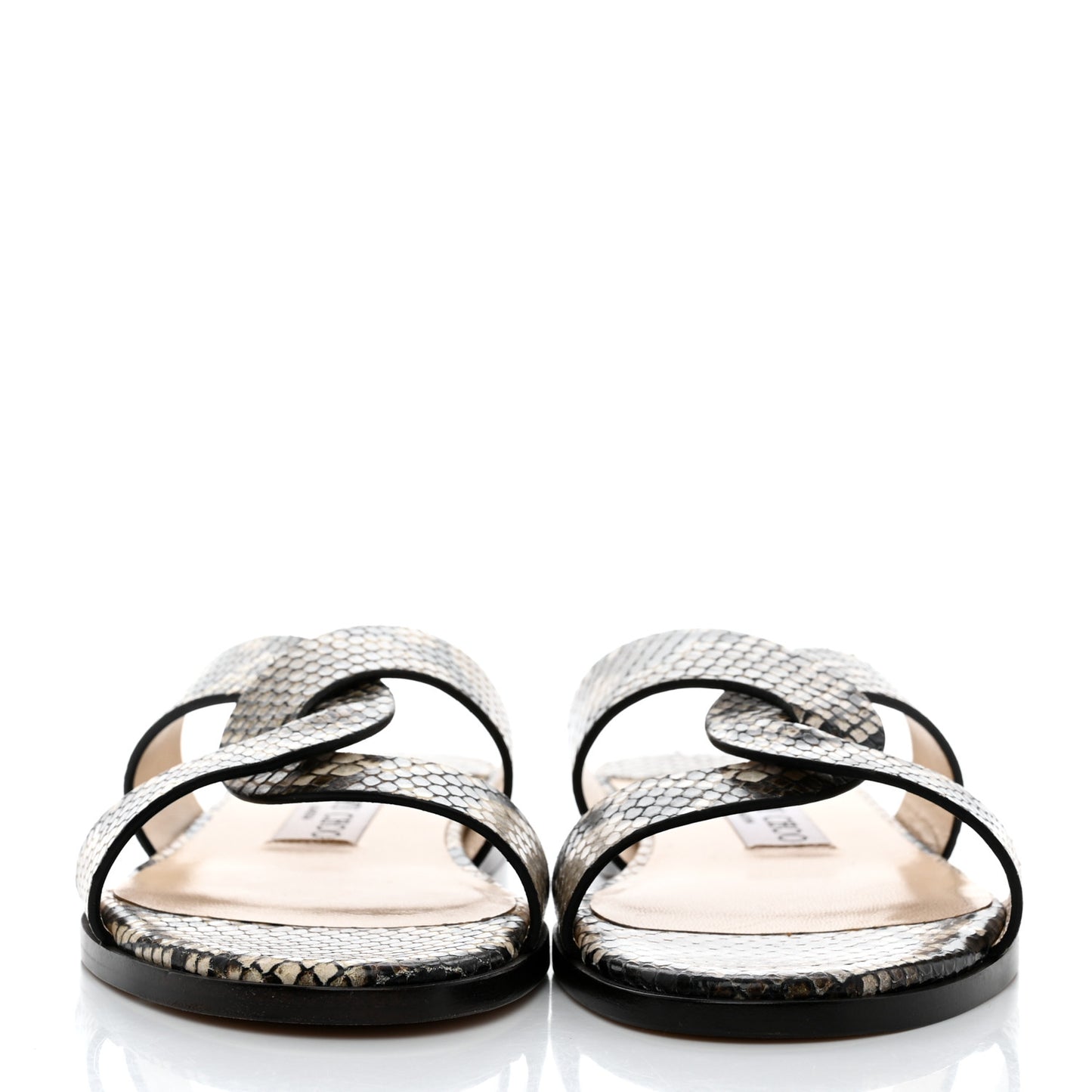Calfskin Snake Print Atia Flat Sandals 37 Natural