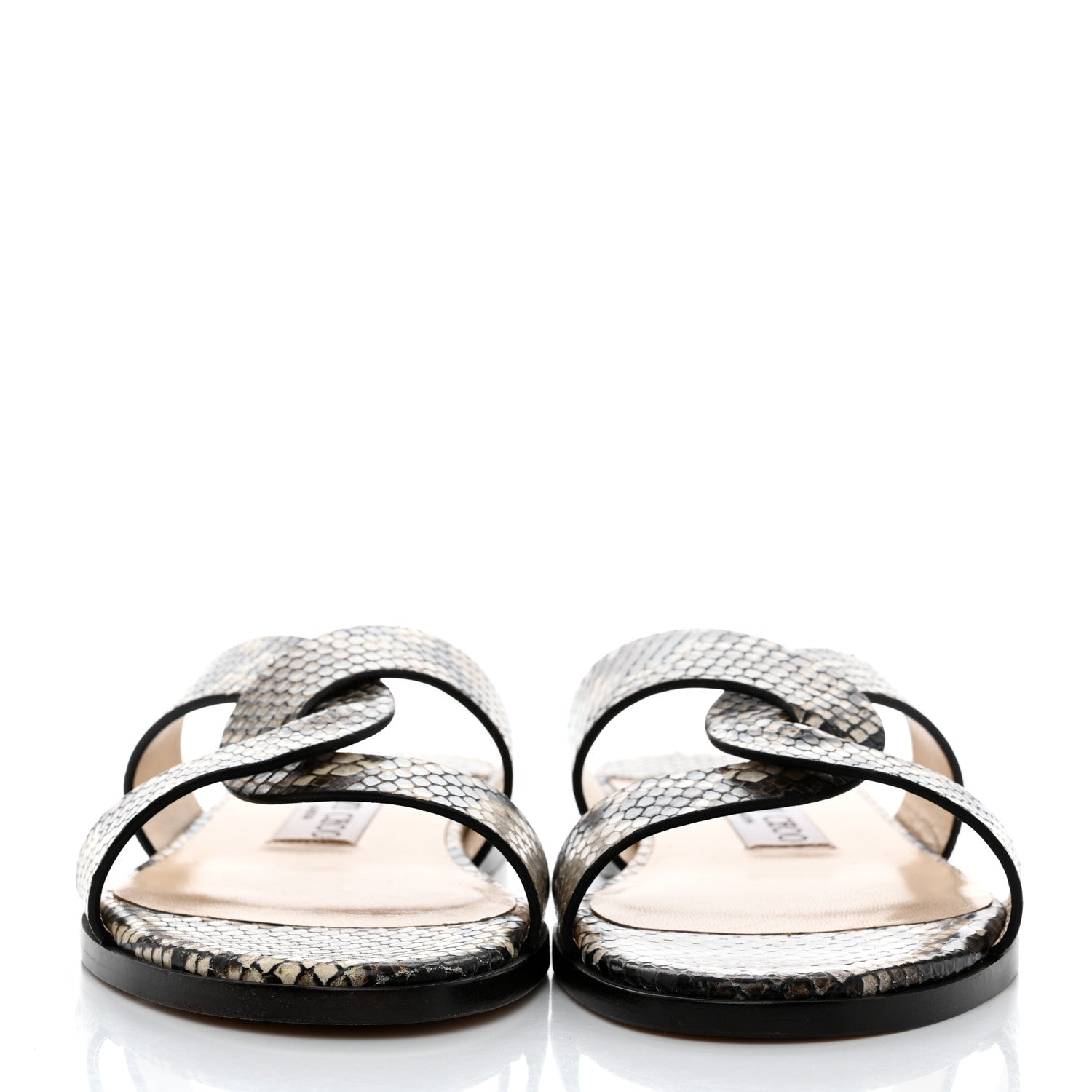 Jimmy Choo Calfskin Snake Print Atia Flat Sandals 37 Natural 2 of 8