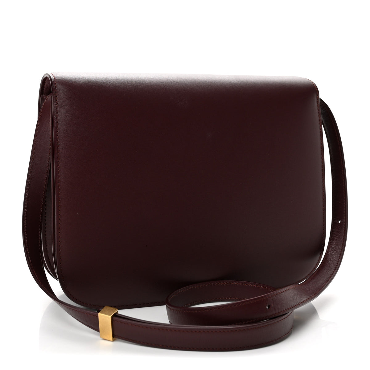 Box Calfskin Medium Classic Box Flap Bag Burgundy