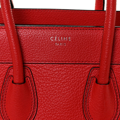 Celine Drummed Calfskin Micro Luggage Red 9 of 9