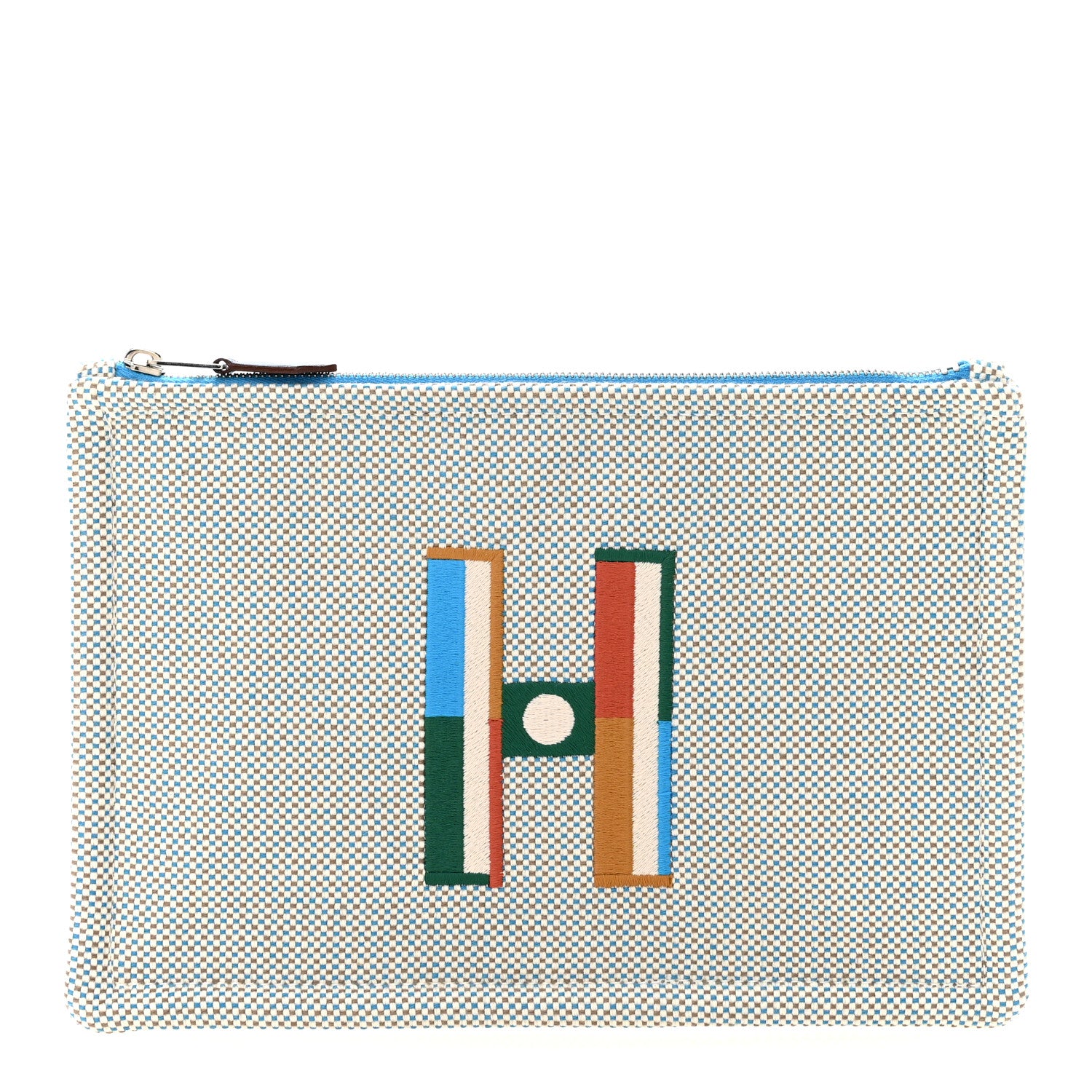 Hermes Toile Small Faubourg Corner Case  Cyan Galet 1 of 7