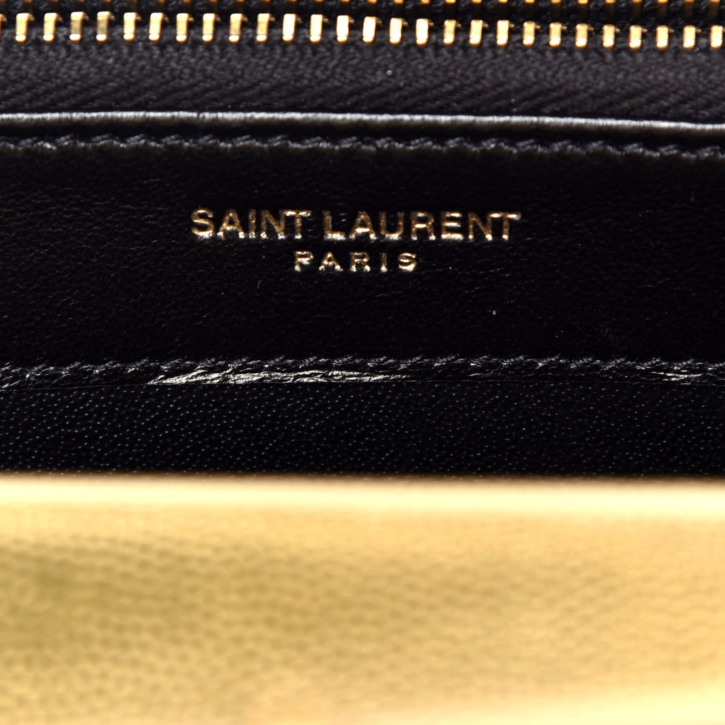 Metallic Calfskin Matelasse Chevron Monogram Envelope Chain Wallet Gold