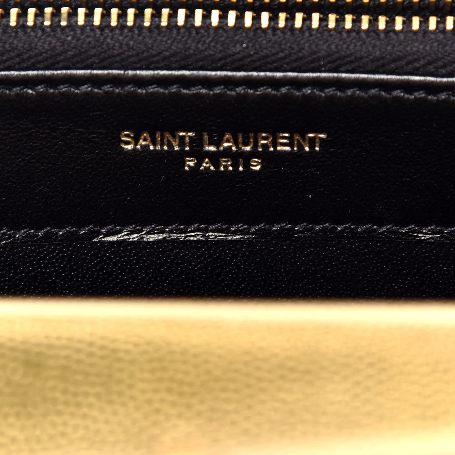 Saint Laurent Metallic Calfskin Matelasse Chevron Monogram Envelope Chain Wallet Gold 7 of 10