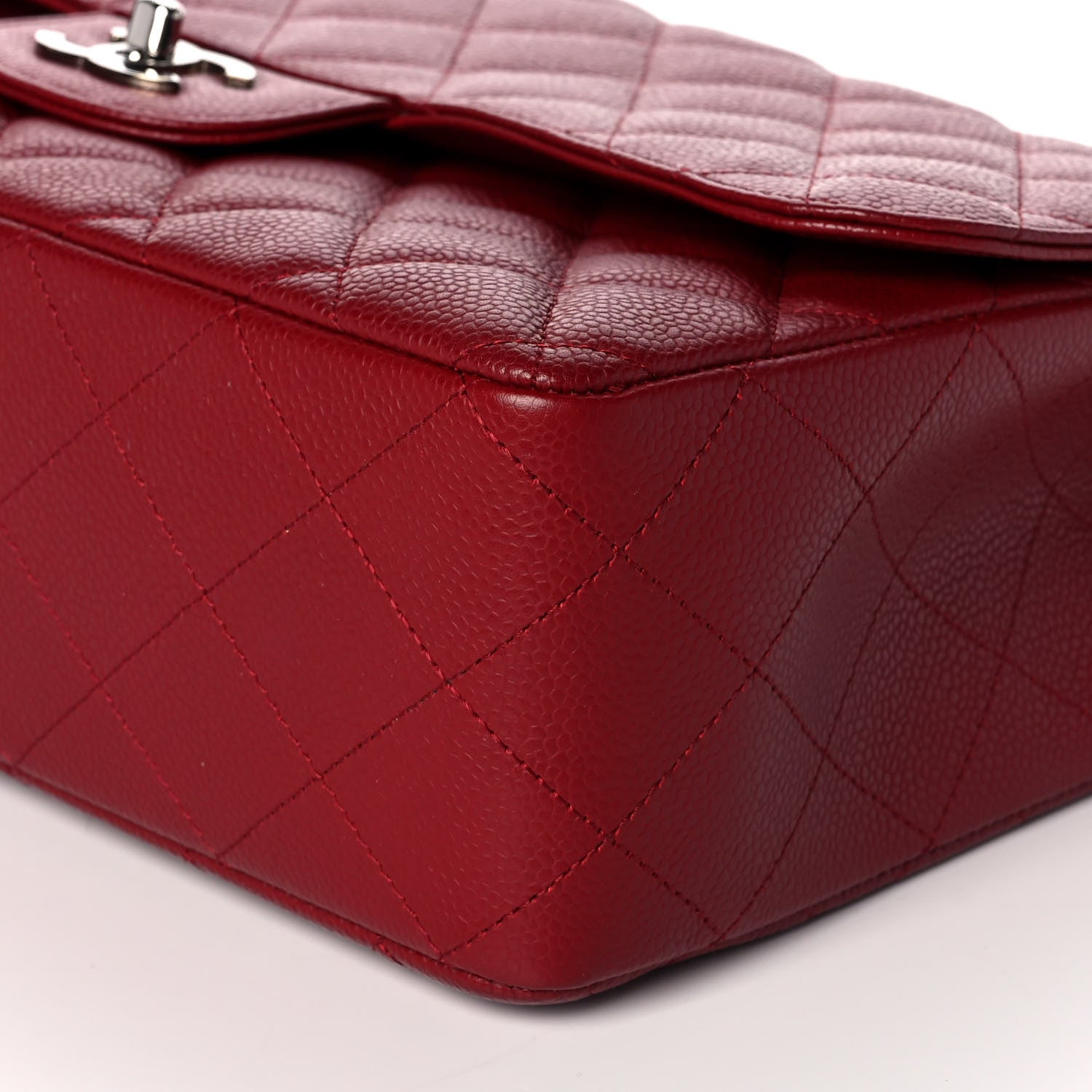 Chanel Caviar Quilted Jumbo Single Flap Dark Red 10 of 14