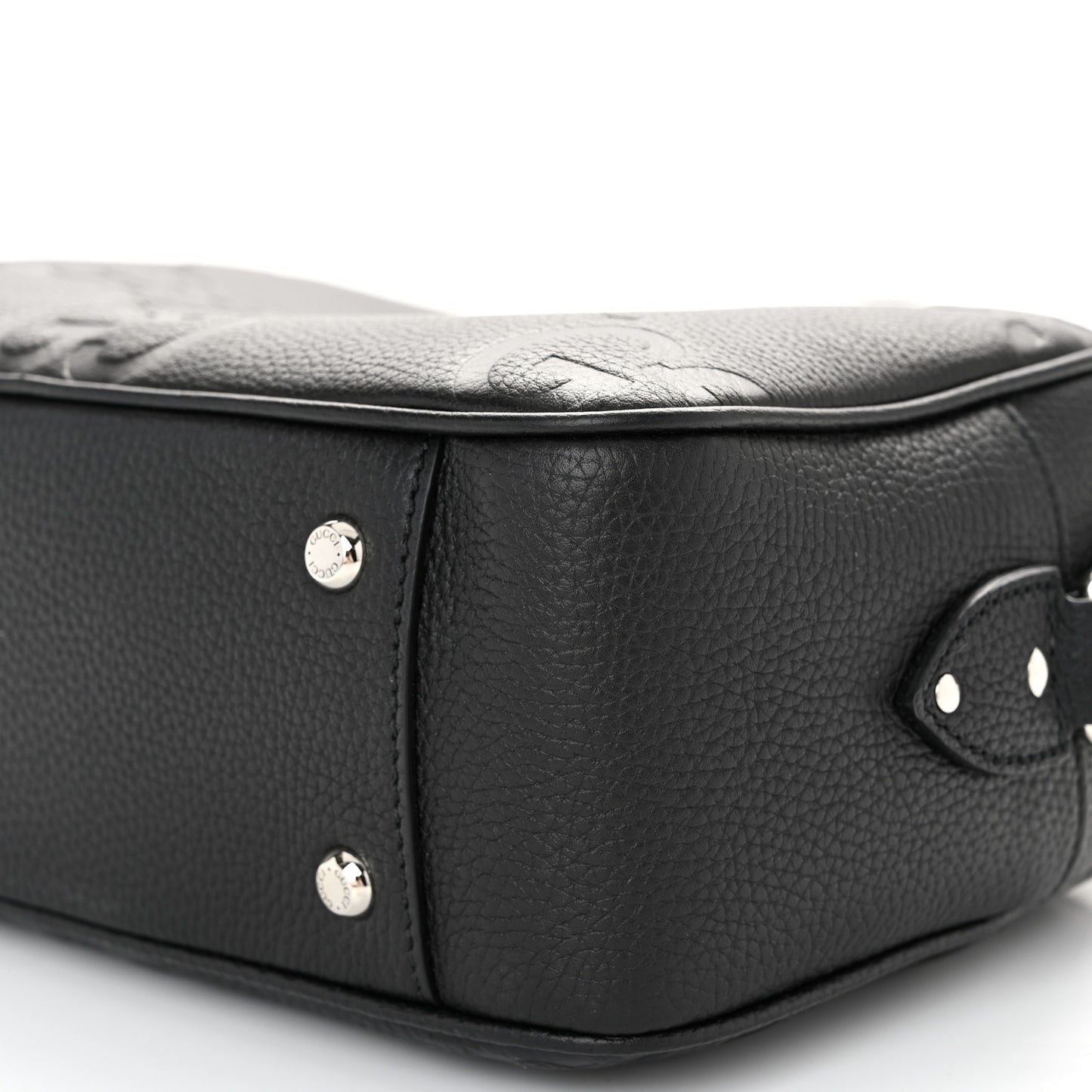 Piuma Calfskin Jumbo GG Embossed Medium Messenger Bag Black