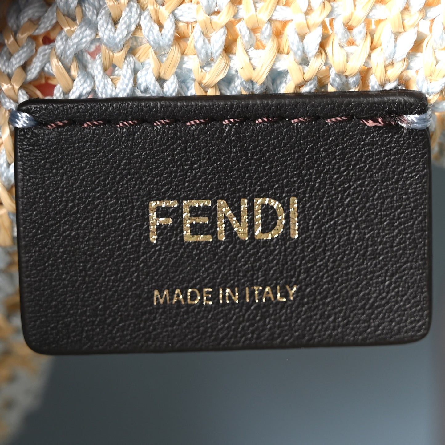 Raffia Vitello Seta F is Fendi FF Woven Mini Mon Tresor Bucket Bag Azzuro Natural