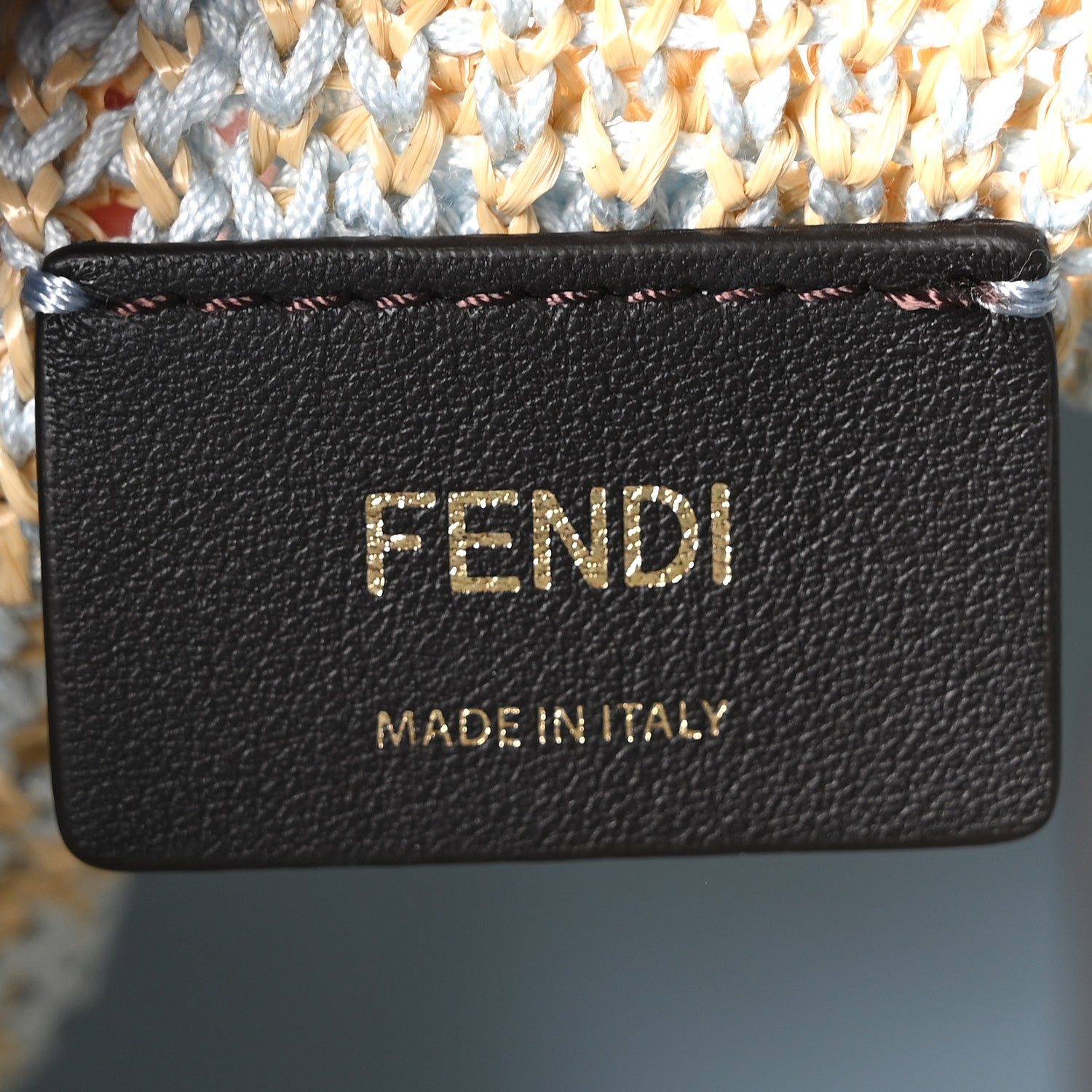 Fendi Raffia Vitello Seta F is Fendi FF Woven Mini Mon Tresor Bucket Bag Azzuro Natural 5 of 9