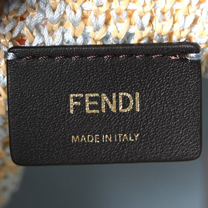 Fendi Raffia Vitello Seta F is Fendi FF Woven Mini Mon Tresor Bucket Bag Azzuro Natural 5 of 9