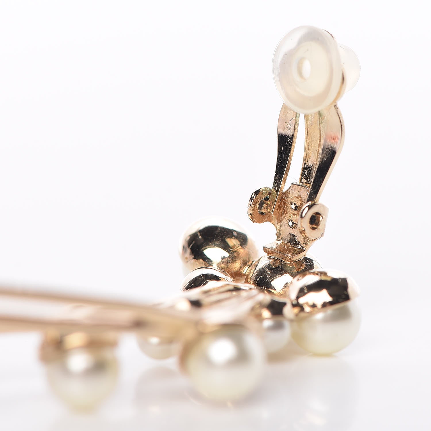 Christian Dior Pearl Crystal Clip On Earring Gold 4 of 5