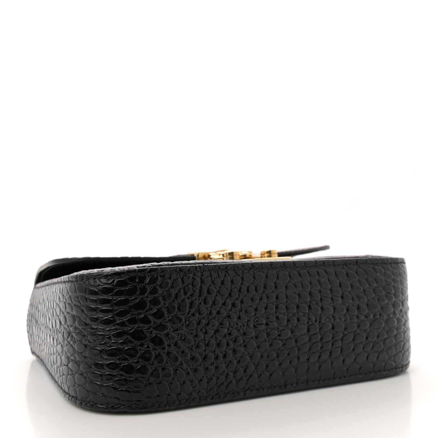 Miu Miu Crocodile Print Calfskin Top Handle Bag Black 4 of 10