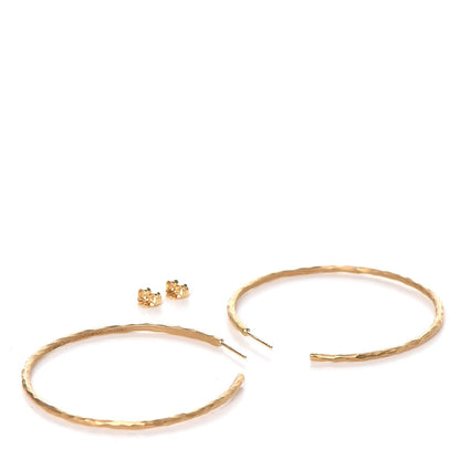 Tiffany 18K Yellow Gold Hammered Hoop Earrings 4 of 6