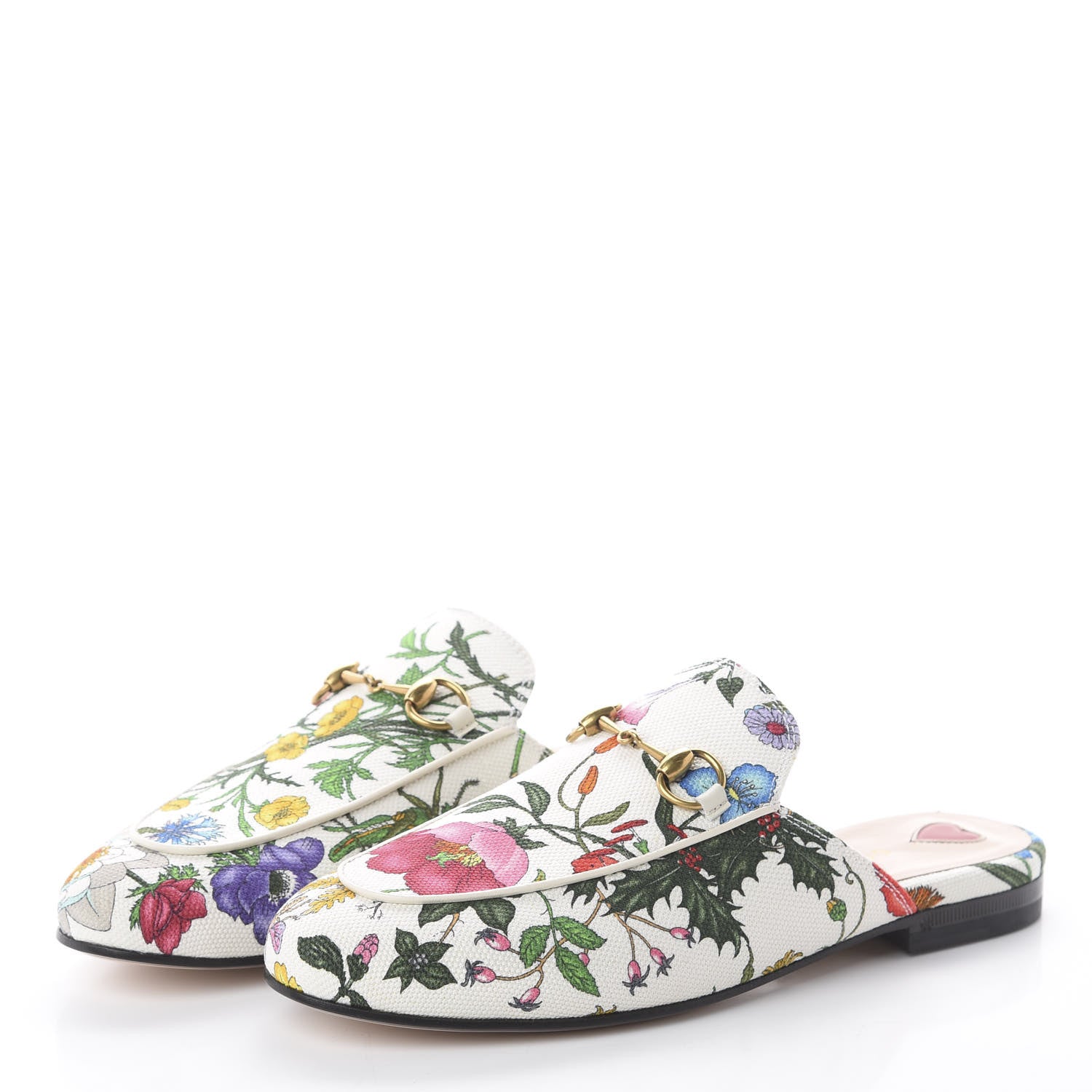 Gucci Canvas Flora Womens Princetown Slippers 36.5 White Multicolor 2 of 7