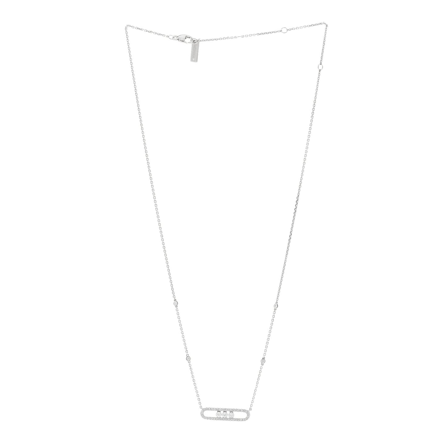 18K White Gold Diamond Baby Move Pave Necklace