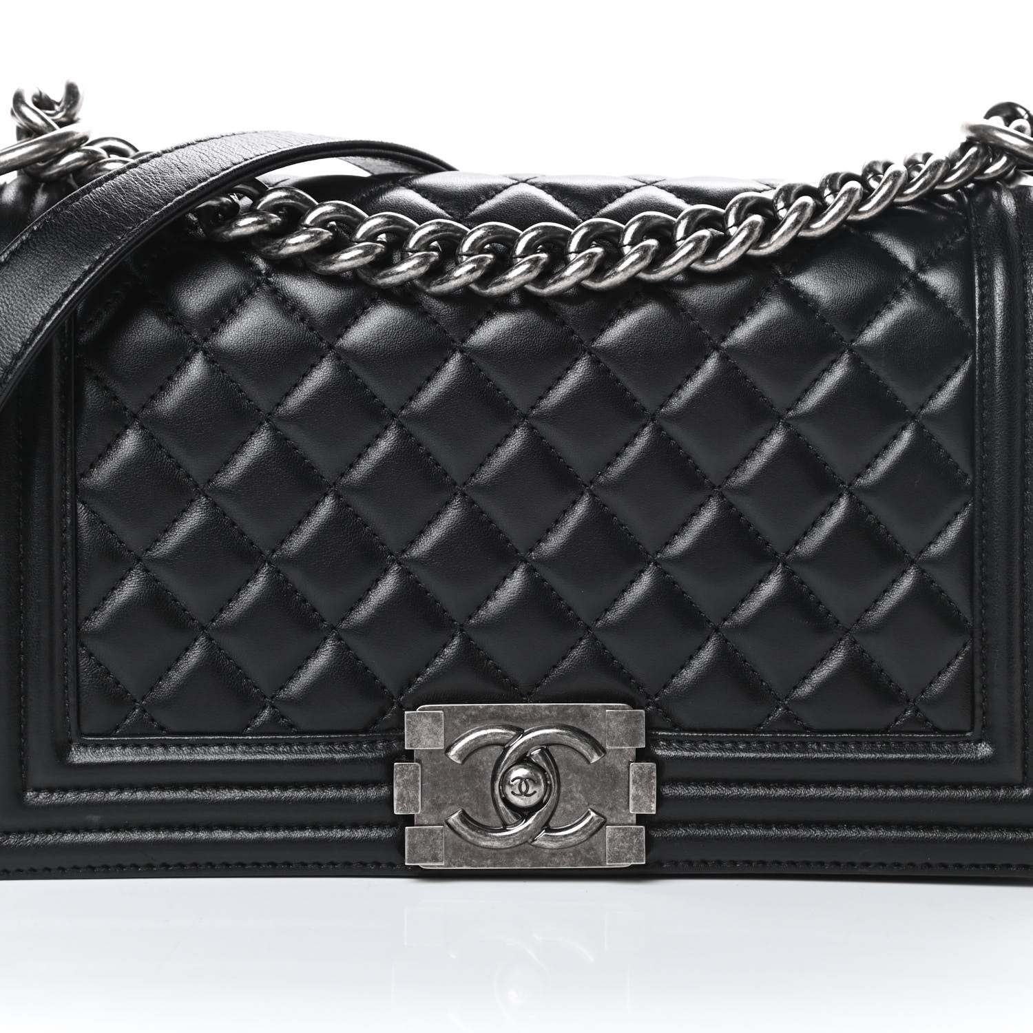 Chanel Lambskin Quilted Medium Boy Flap Black 8 of 17