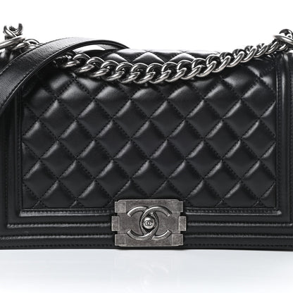 Chanel Lambskin Quilted Medium Boy Flap Black 8 of 17