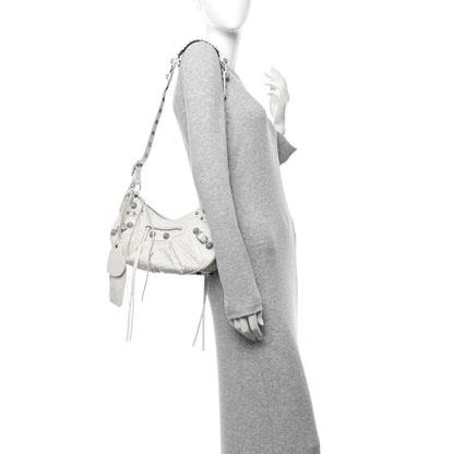Balenciaga Extra Supple Calfskin Crocodile Embossed Small Le Cagole Shoulder Bag White 2 of 18