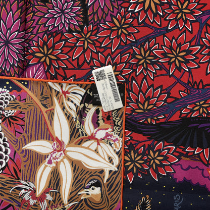 Hermes Silk Wild Singapore Scarf 90 Rouge Violet Beige 3 of 3