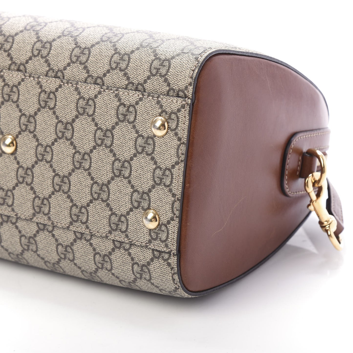 GG Supreme Monogram Cuoio Toscano Small Boston Beige Ebony Cuir