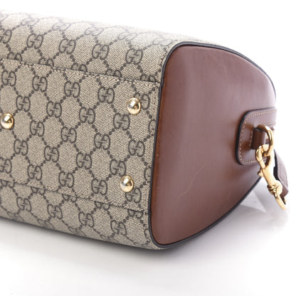 Gucci GG Supreme Monogram Cuoio Toscano Small Boston Beige Ebony Cuir 8 of 12