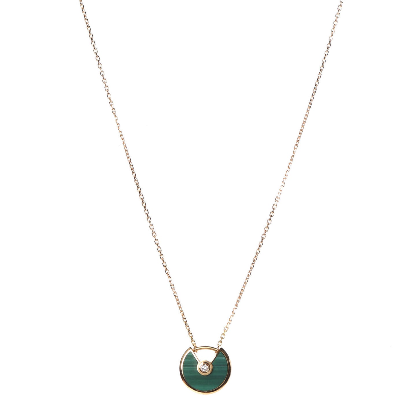 18K Yellow Gold Diamond Malachite XS Amulette de Cartier Pendant Necklace