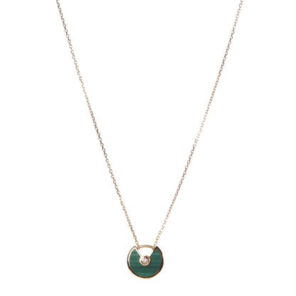 Cartier 18K Yellow Gold Diamond Malachite XS Amulette de Cartier Pendant Necklace 1 of 7