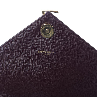 Saint Laurent Grain De Poudre Matelasse Chevron Large Monogram Satchel Rouge Legion 8 of 10