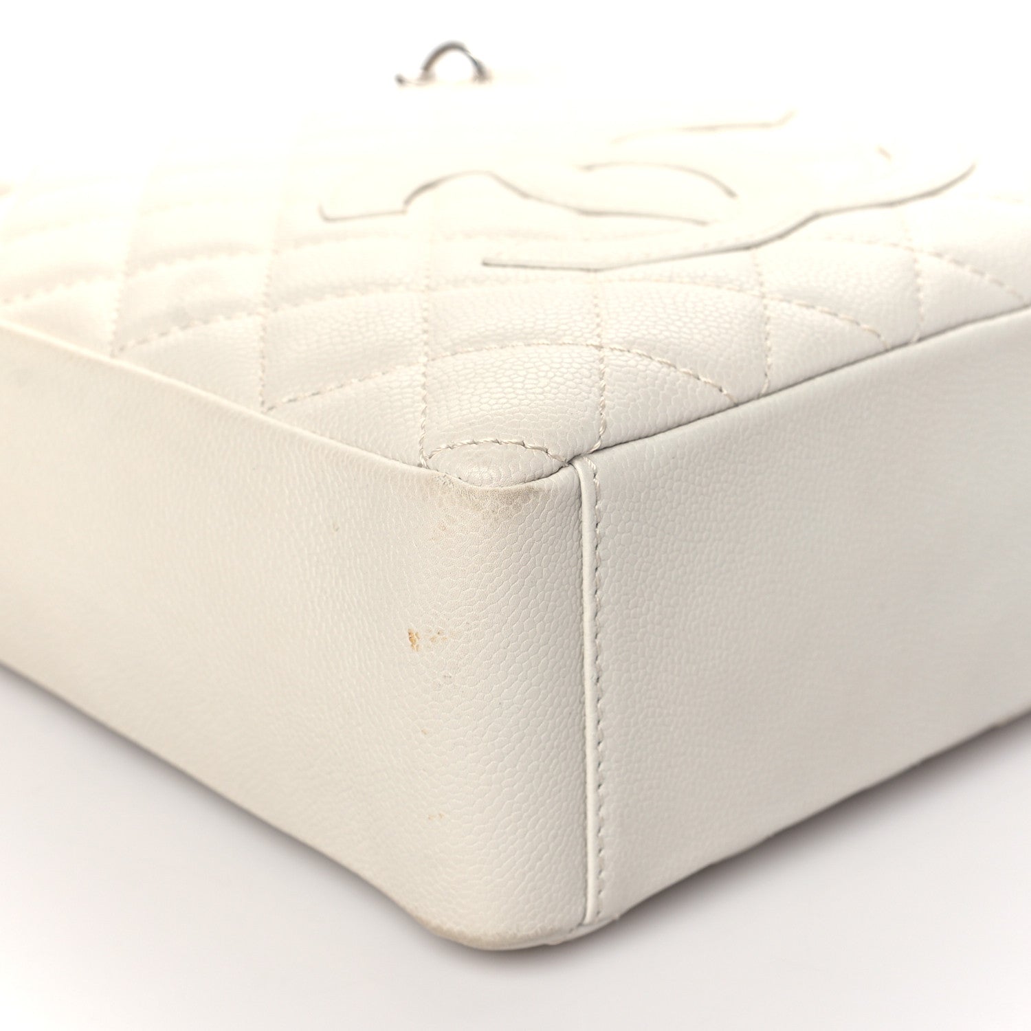 Chanel Caviar Quilted Petit Shopping Tote PST White 8 of 12