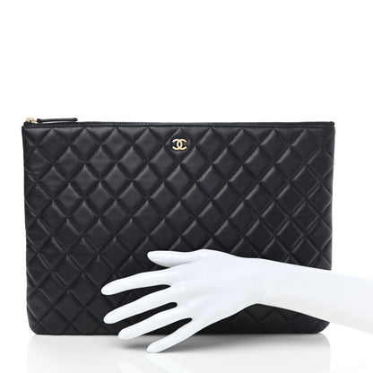 Chanel Lambskin Quilted Large Cosmetic Case Navy 2 of 7