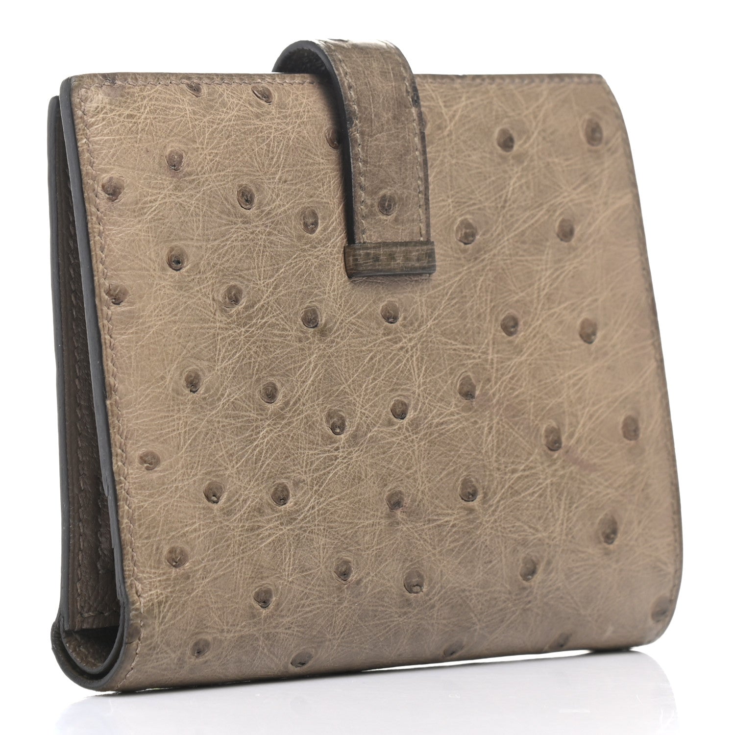 Hermes Ostrich Bearn Compact Wallet Gris Asphalte 3 of 8