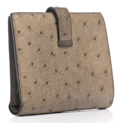 Hermes Ostrich Bearn Compact Wallet Gris Asphalte 3 of 8