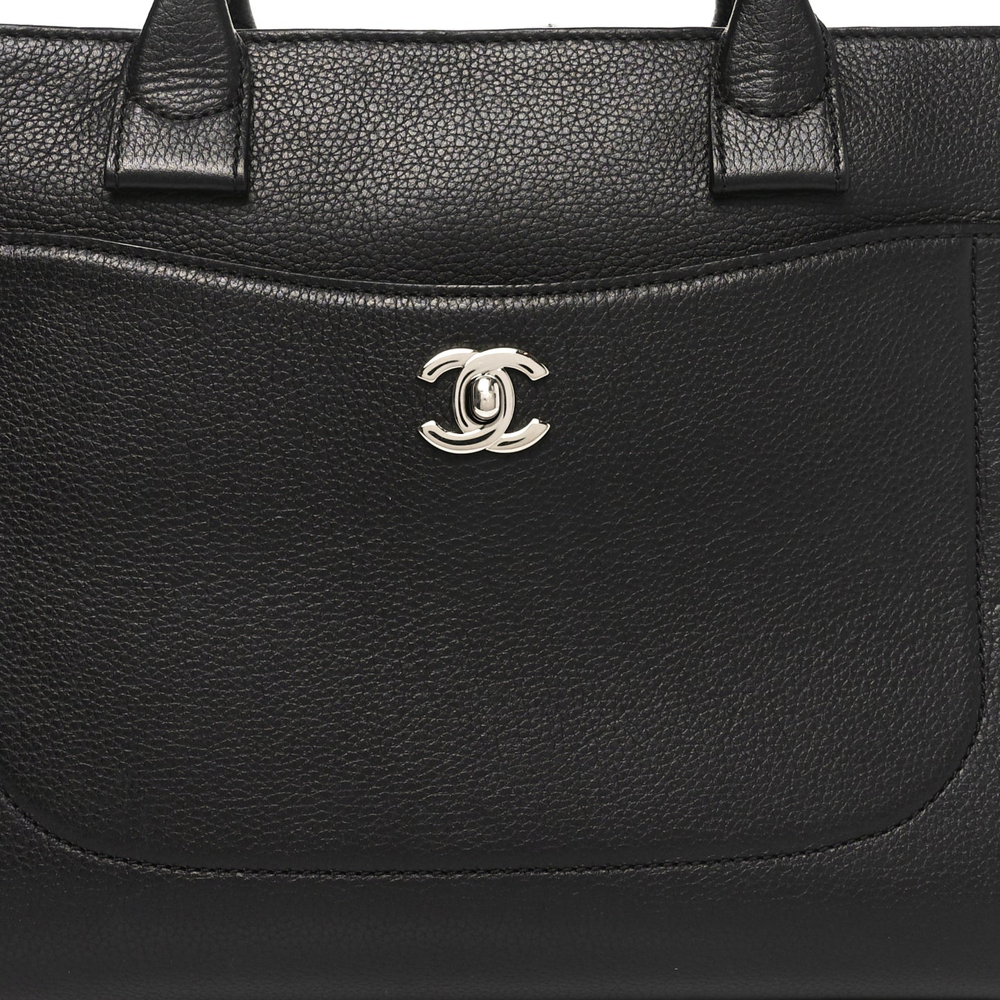 Grained Calfskin Medium Neo Executive Shopper Tote Black