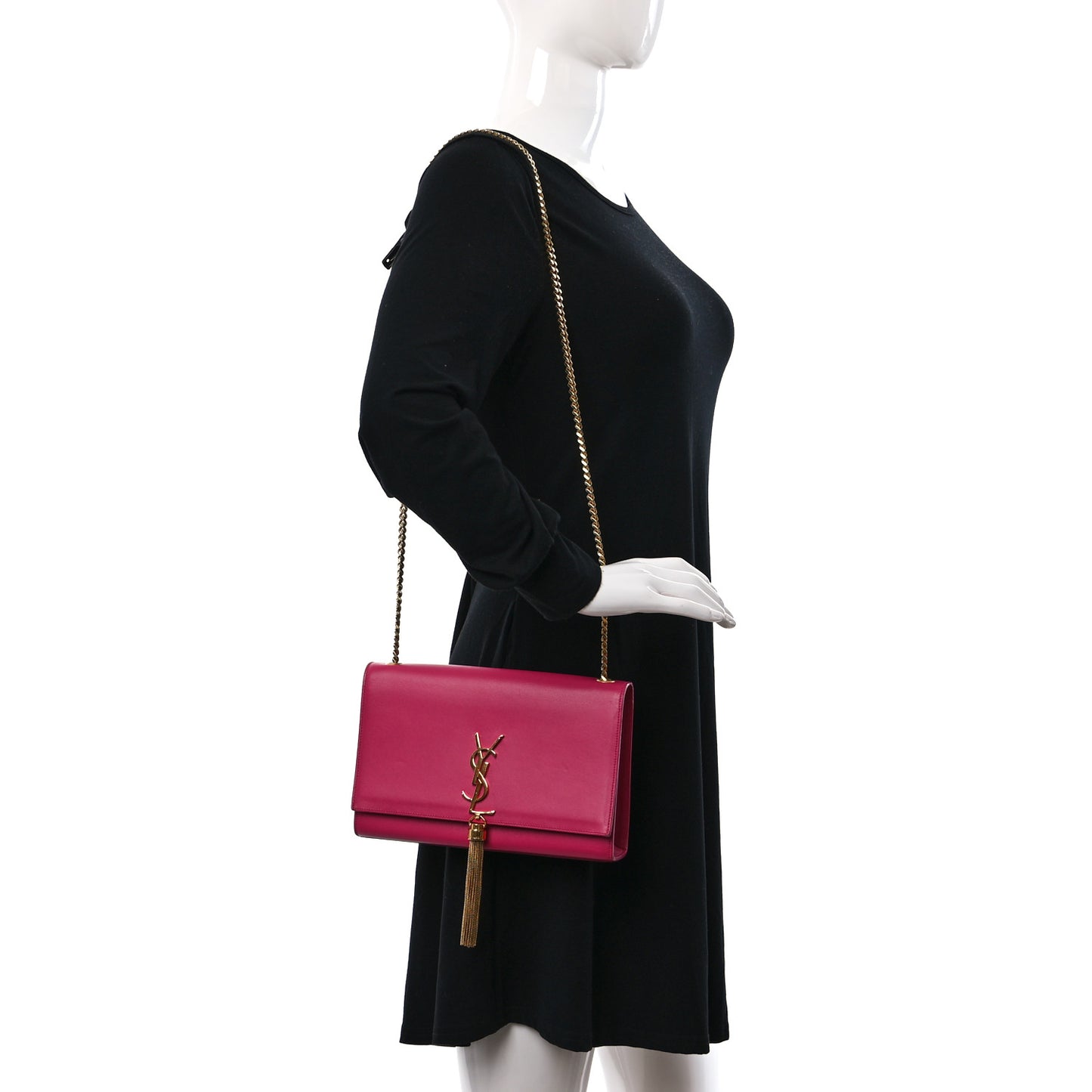 Smooth Calfskin Classic Monogram Kate Tassel Chain Wallet Pink