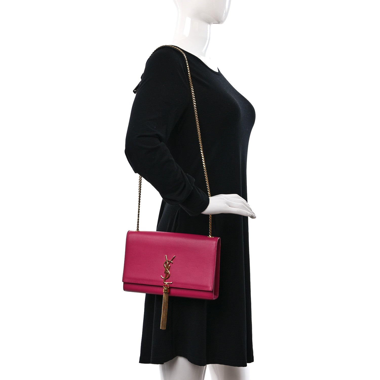 Saint Laurent Smooth Calfskin Classic Monogram Kate Tassel Chain Wallet Pink 2 of 9