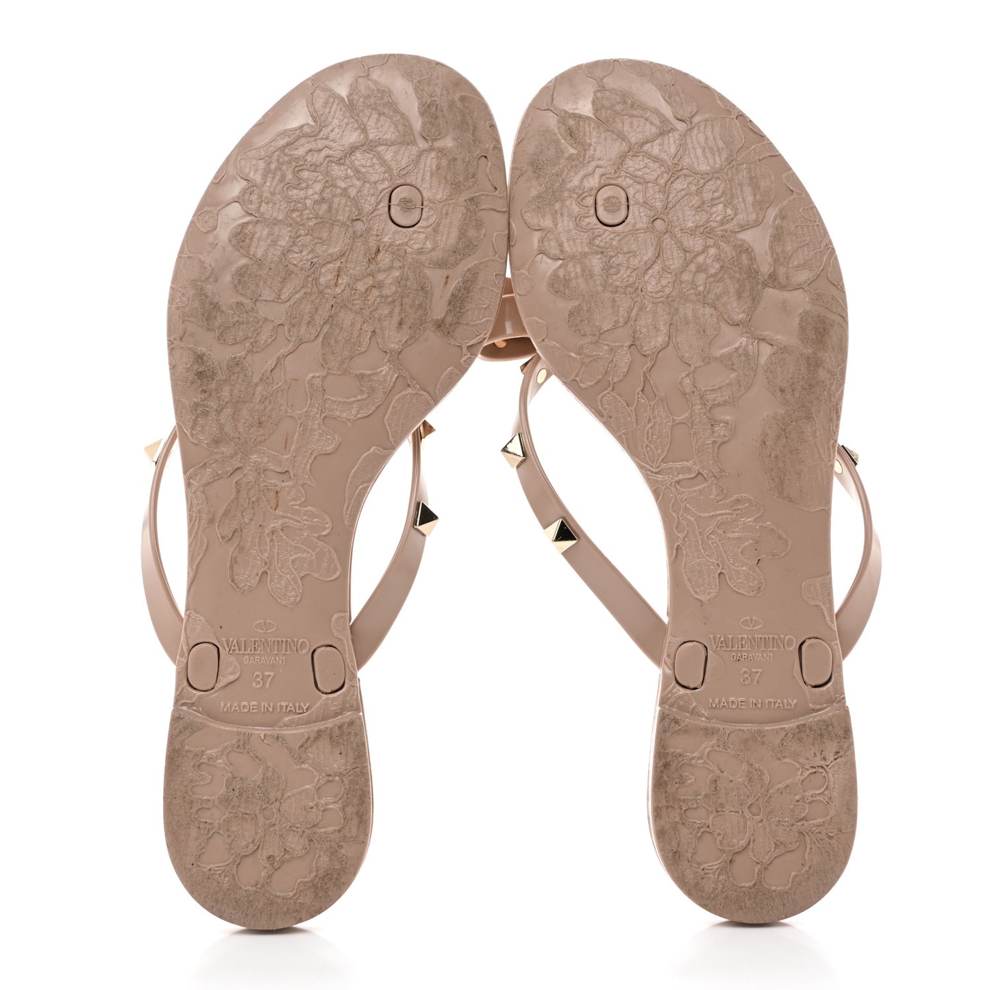 PVC Jelly Rockstud Bow Thong Sandals 37 Poudre
