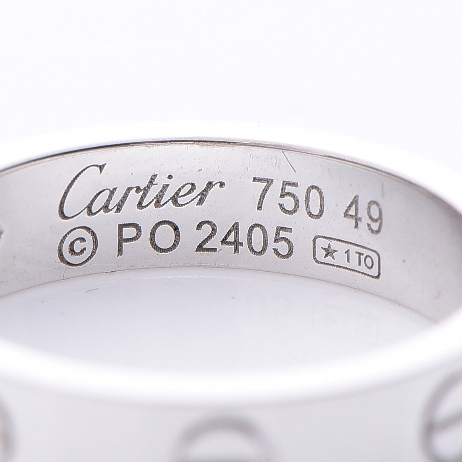 Cartier 18K White Gold Diamond 4mm LOVE Wedding Band Ring 49 5 4 of 5