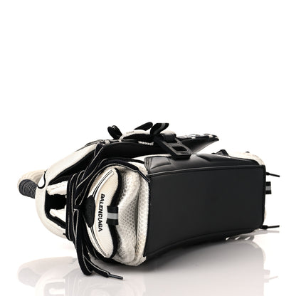 Balenciaga Faux Calfskin Fabric Small Sneakerhead Top Handle Bag Black White 4 of 11