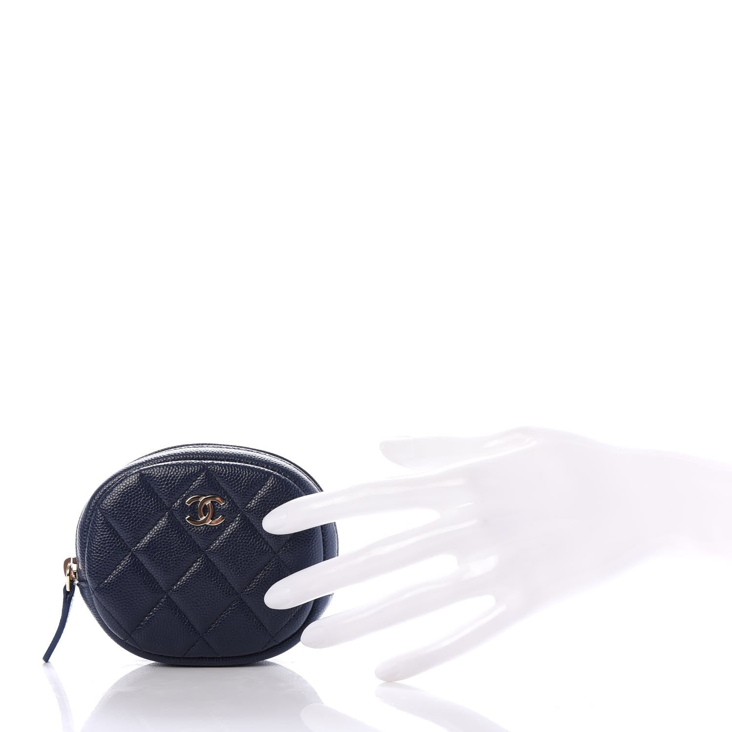 Chanel Caviar Quilted Zip Around Classic Coin Purse Navy Blue 2 of 8