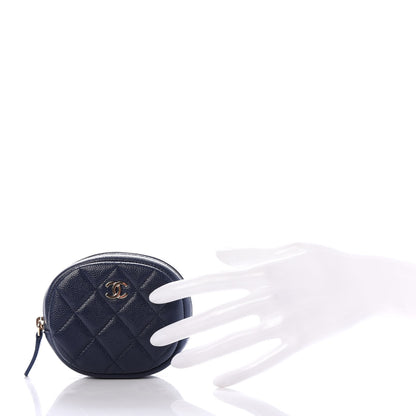 Chanel Caviar Quilted Zip Around Classic Coin Purse Navy Blue 2 of 8