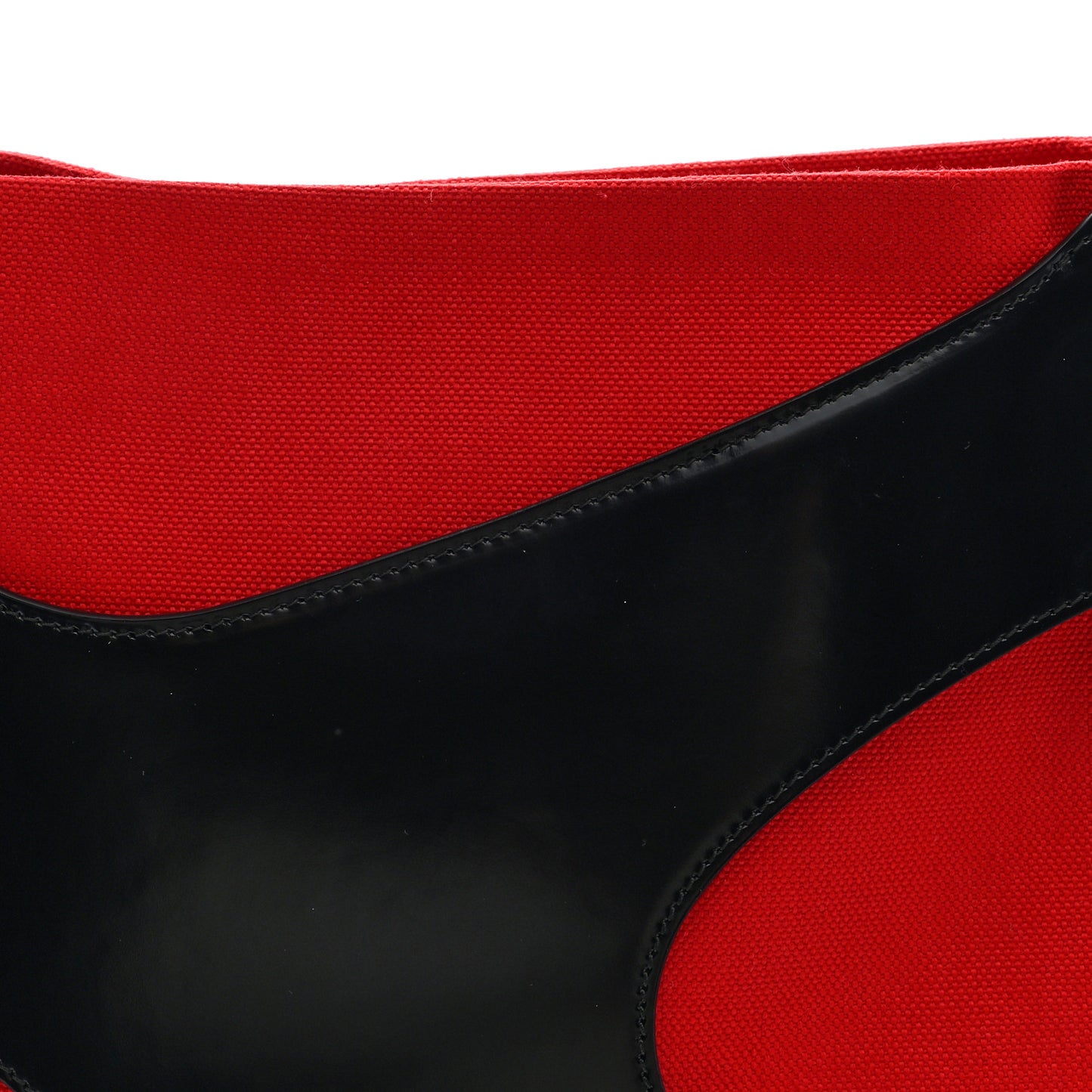 Brushed Calfskin Canvas Cut Out Shoulder Bag Black Flame Red